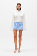 Margaux Striped Mini Skort in Blue Stripe, view 1, Bayse Brand