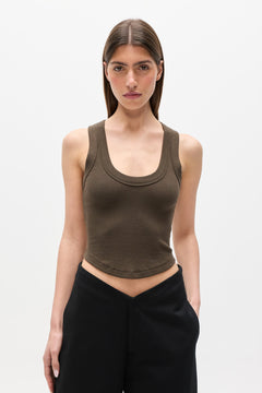 Matice Rib Scoop Neck Top in Cedar, view 3, Bayse Brand