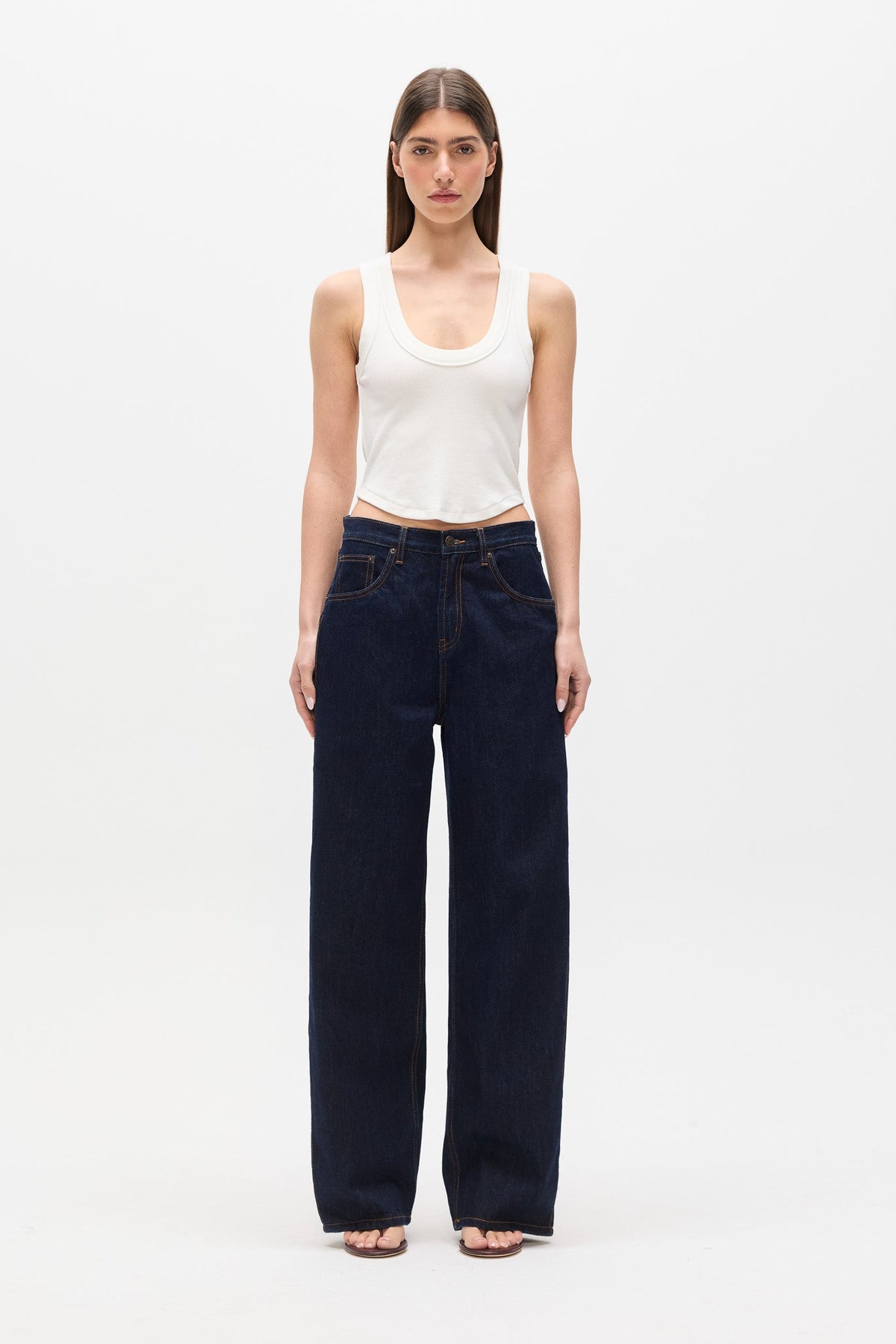 Matice Rib Scoop Neck Top in White, view 1, Bayse Brand