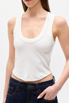 Matice Rib Scoop Neck Top in White, view 2, Bayse Brand