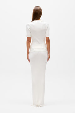 Rhylin Ribbed Knit Maxi Skirt in Ivory, view 4, Bayse Brand