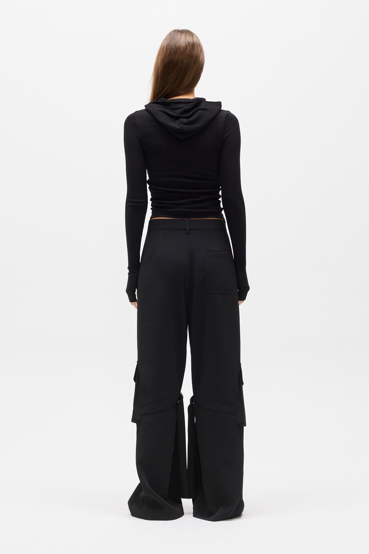 Raev Wide Leg Cargo Pant in Black, view 4, Bayse Brand