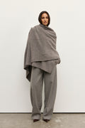 Soba Oversized Wool Blend Scarf in Beige Grey, view 1, Bayse Brand
