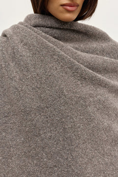 Soba Oversized Wool Blend Scarf in Beige Grey, view 3, Bayse Brand
