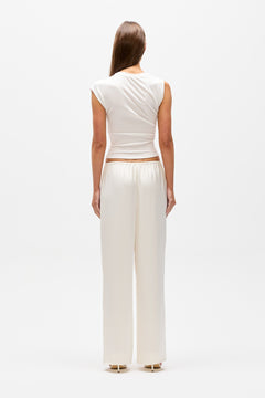 Sol Asymmetric Shoulder Top in Ivory, view 4, Bayse Brand