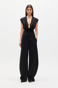 Tessie Cowl Neck Boned Top in Black, view 1, Bayse Brand