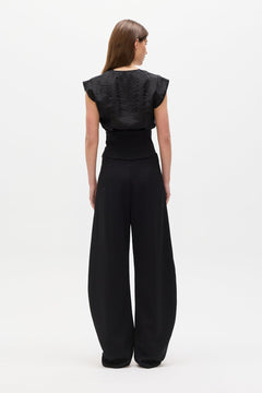 Tessie Cowl Neck Boned Top in Black, view 4, Bayse Brand