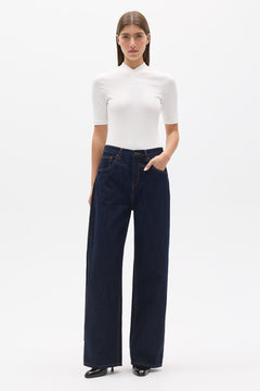 Tinka Fitted V Neck T-Shirt in White, view 1, Bayse Brand