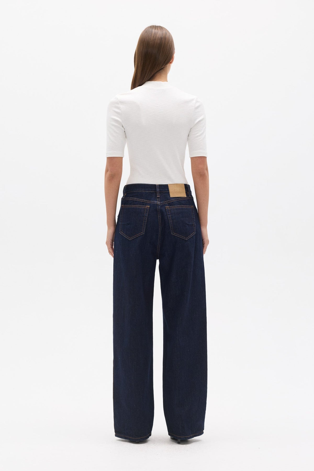Tinka Fitted V Neck T-Shirt in White, view 5, Bayse Brand