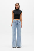Sol Asymmetric Shoulder Top in Black, view 1, Bayse Brand