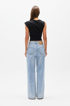Sol Asymmetric Shoulder Top in Black, view 5, Bayse Brand
