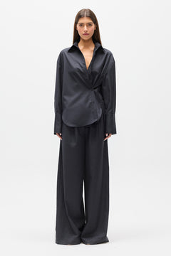 Toko Oversized Pinstripe Shirt in Grey Stripe, view 1, Bayse Brand