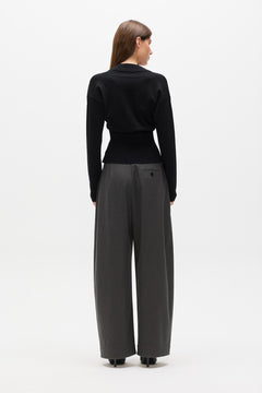 Tory Zip Front Deep V Top in Black, view 4, Bayse Brand