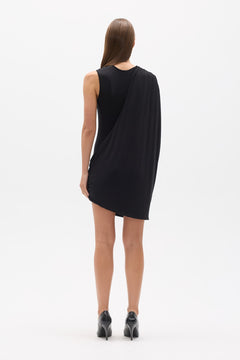 Vexia Draped High Neck Mini Dress in Shadow, view 4, Bayse Brand
