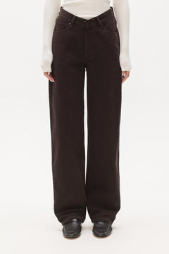 Vera V Waist Straight Leg Jean in Java Overdye, view 3, Bayse Brand