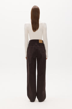 Vera V Waist Straight Leg Jean in Java Overdye, view 4, Bayse Brand