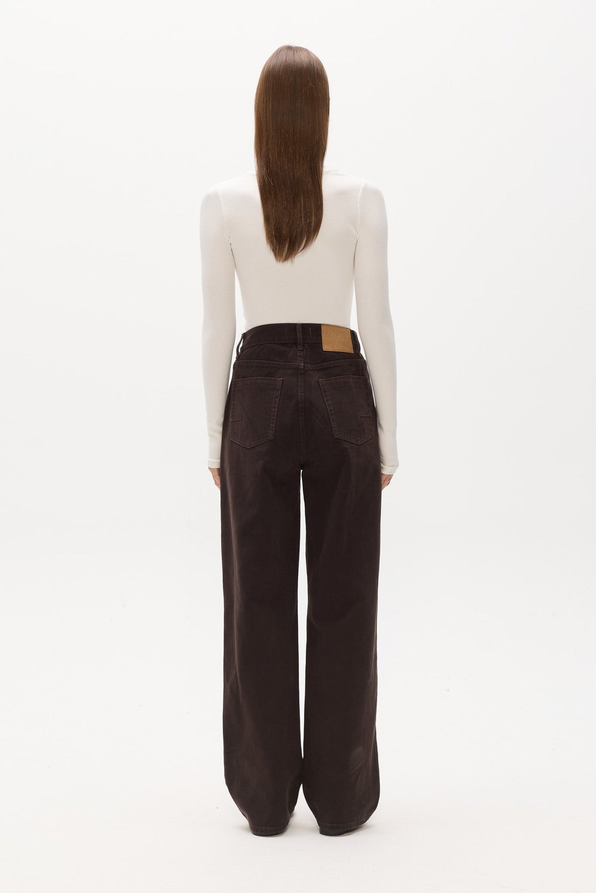 Vera V Waist Straight Leg Jean in Java Overdye, view 4, Bayse Brand