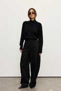 Yvette Crossover Knit Jumper in Black, view 1, Bayse Brand
