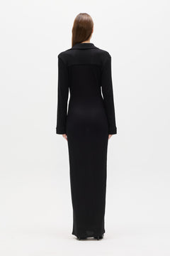 Zorya Plunge Neck Maxi Dress in Black, view 4, Bayse Brand